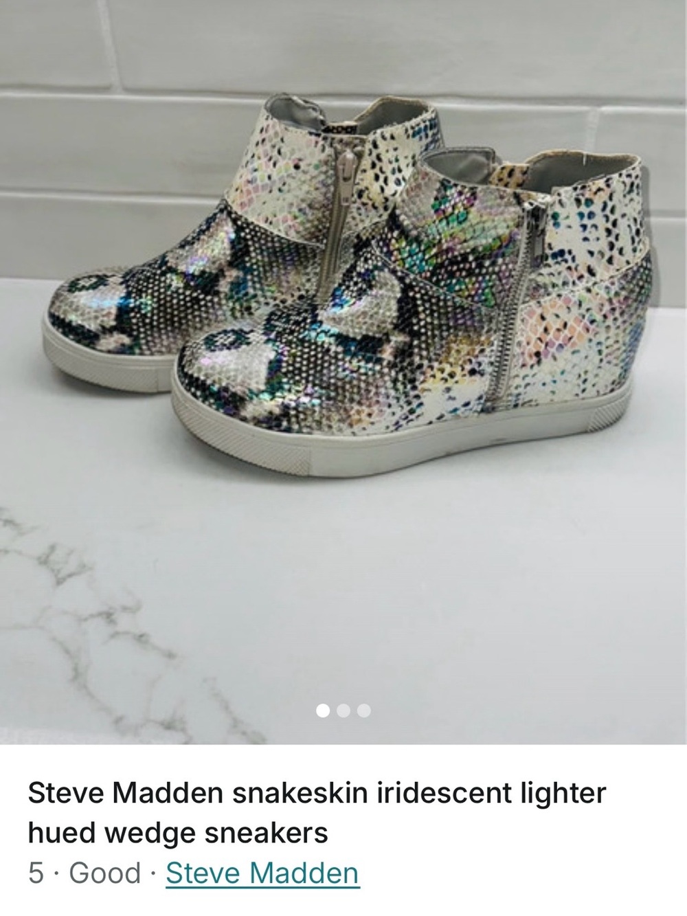 Steve Madden Iridescent Snakeskin Wedge Sneakers - Multi-Color